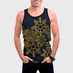 Майка-безрукавка мужская Золотые снежинки, цвет: 3D-черный — фото 2