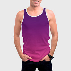 Майка-безрукавка мужская Фиолетово малиновый градиент, цвет: 3D-белый — фото 2