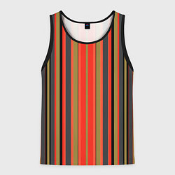 Майка-безрукавка мужская Вертикальные полосы в оранжево-коричневых тонах, цвет: 3D-черный