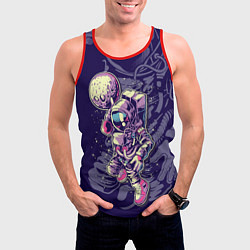 Майка-безрукавка мужская Космонавт с луной, цвет: 3D-красный — фото 2