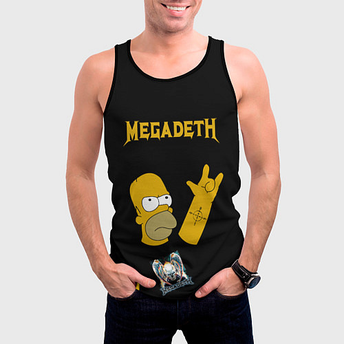 Мужская майка без рукавов Megadeth Гомер Симпсон рокер / 3D-Черный – фото 3