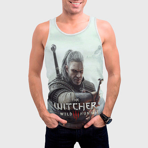 Мужская майка без рукавов Ведьмак 3 дикая охота / 3D-Белый – фото 3