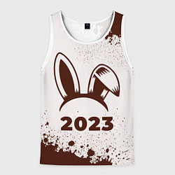 Майка-безрукавка мужская Кролик НГ ободок на светлом, цвет: 3D-белый