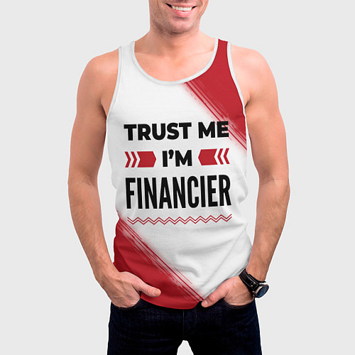 Мужская майка без рукавов Trust me Im financier white / 3D-Белый – фото 3