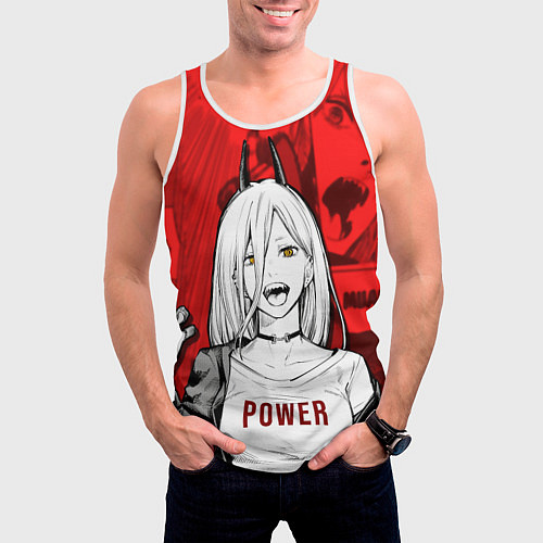 Мужская майка без рукавов Chainsaw Man: Power / 3D-Белый – фото 3