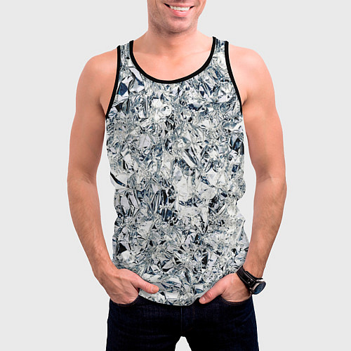Мужская майка без рукавов Сверкающие кристаллы серебра / 3D-Черный – фото 3