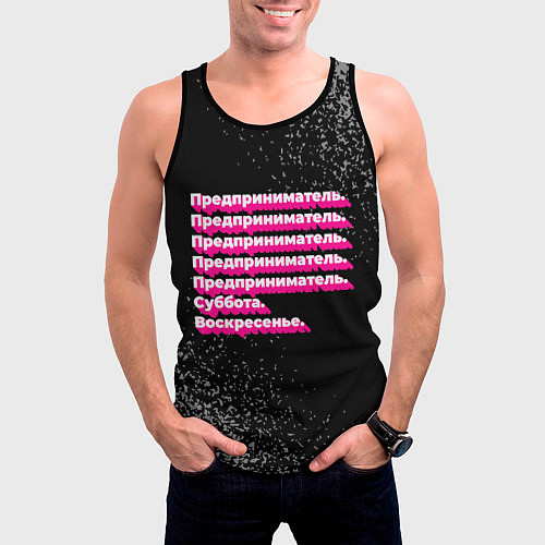 Мужская майка без рукавов Предприниматель суббота воскресенье на темном фоне / 3D-Черный – фото 3