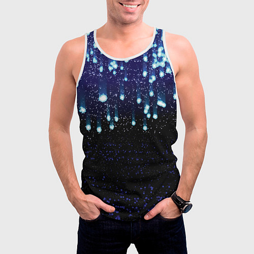 Мужская майка без рукавов Падающие звёзды / 3D-Белый – фото 3