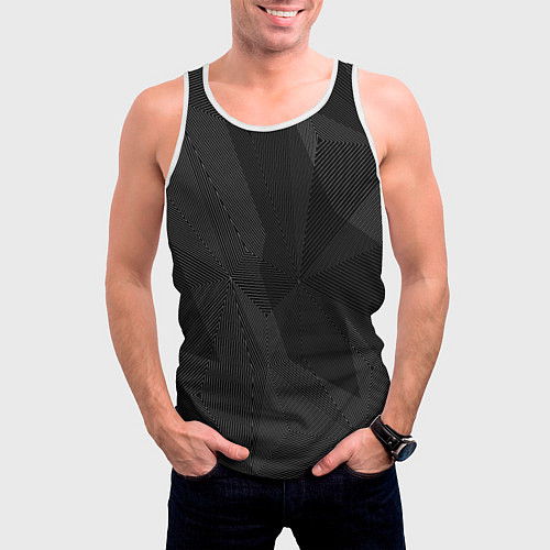Мужская майка без рукавов Черный матовый / 3D-Белый – фото 3