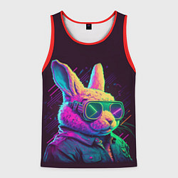 Майка-безрукавка мужская Модный кролик в очках, цвет: 3D-красный