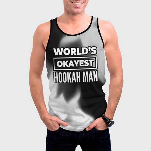 Мужская майка без рукавов Worlds okayest hookah man - dark / 3D-Черный – фото 3