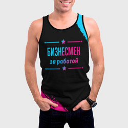 Майка-безрукавка мужская Бизнесмен за работой - неоновый градиент, цвет: 3D-черный — фото 2