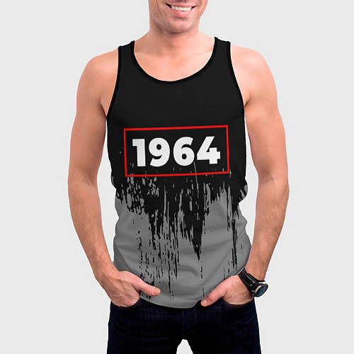 Мужская майка без рукавов 1964 - в красной рамке на темном / 3D-Черный – фото 3