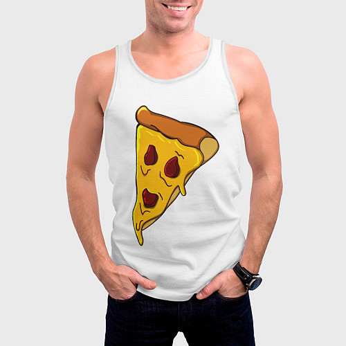 Мужская майка без рукавов Сочная пицца / 3D-Белый – фото 3