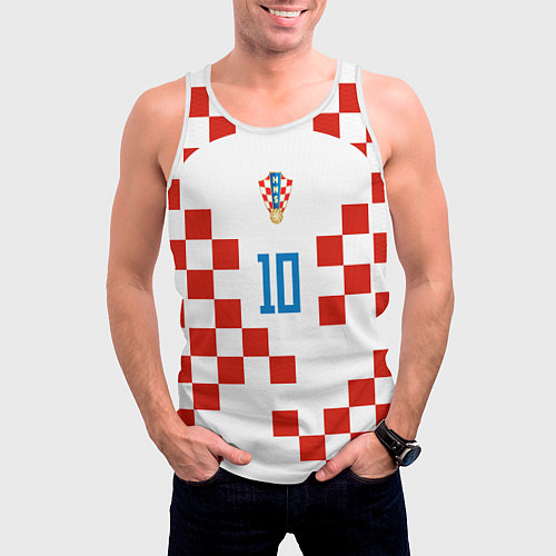 Мужская майка без рукавов Лука Модрич форма сборной Хорватии / 3D-Белый – фото 3