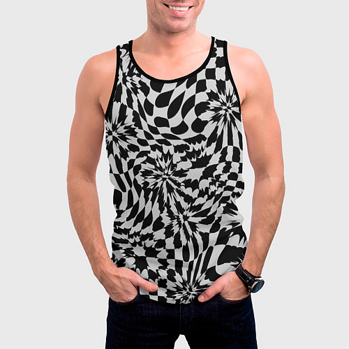 Мужская майка без рукавов Пластика шахматной доски / 3D-Черный – фото 3