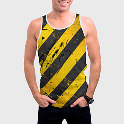 Майка-безрукавка мужская WARNING - желто-черные полосы, цвет: 3D-белый — фото 2