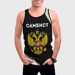 Майка-безрукавка мужская Самбист из России и герб РФ, цвет: 3D-черный — фото 2