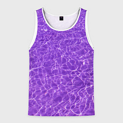 Майка-безрукавка мужская Абстрактные фиолетовые волны воды, цвет: 3D-белый