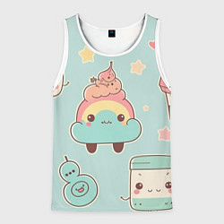 Майка-безрукавка мужская Милые изображения с лицами, цвет: 3D-белый