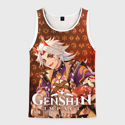 Майка-безрукавка мужская Итто Аратаки элементали, цвет: 3D-белый