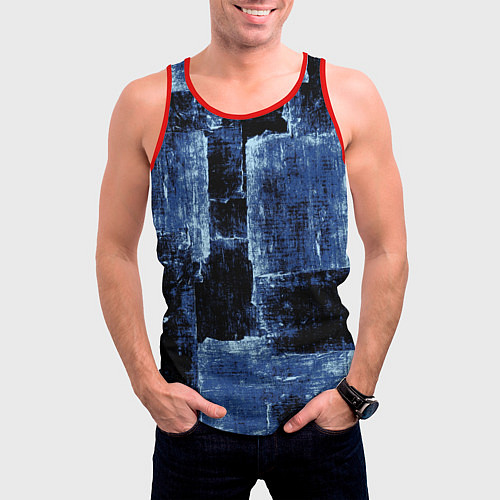 Мужская майка без рукавов Синий абстракт / 3D-Красный – фото 3