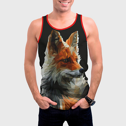 Мужская майка без рукавов Шикарная лиса / 3D-Красный – фото 3