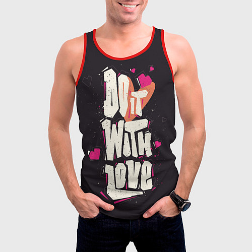 Мужская майка без рукавов Do it with love / 3D-Красный – фото 3