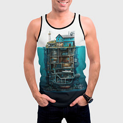 Майка-безрукавка мужская Подводный дом, цвет: 3D-черный — фото 2