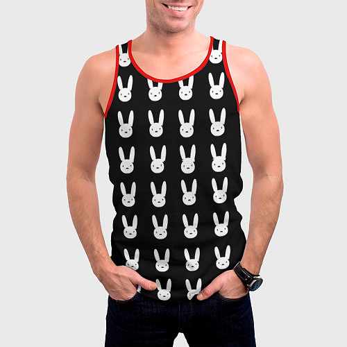 Мужская майка без рукавов Bunny pattern black / 3D-Красный – фото 3