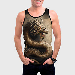 Майка-безрукавка мужская Китайский дракон с открытой пастью, цвет: 3D-черный — фото 2