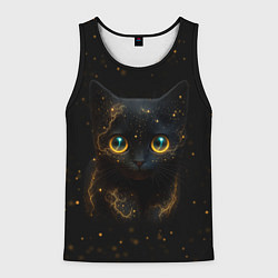 Майка-безрукавка мужская Черный котенок с желтыми глазами - нейросеть, цвет: 3D-черный