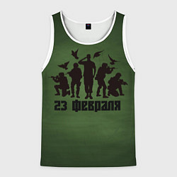 Майка-безрукавка мужская Силуэты мужчин, цвет: 3D-белый