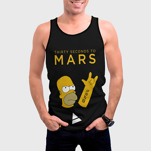 Мужская майка без рукавов 30 Seconds to Mars Гомер Симпсон рокер / 3D-Черный – фото 3