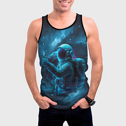 Майка-безрукавка мужская An astronaut in blue space, цвет: 3D-черный — фото 2