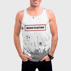 Майка-безрукавка мужская Константин - в красной рамке на светлом, цвет: 3D-белый — фото 2