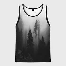Майка-безрукавка мужская Красивый лес и туман, цвет: 3D-черный