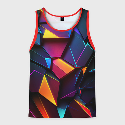 Мужская майка без рукавов Неоновые абстрактные плиты / 3D-Красный – фото 1