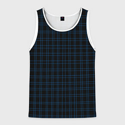 Майка-безрукавка мужская Синие клетки, цвет: 3D-белый
