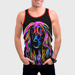 Майка-безрукавка мужская Dog - neon lines, цвет: 3D-красный — фото 2