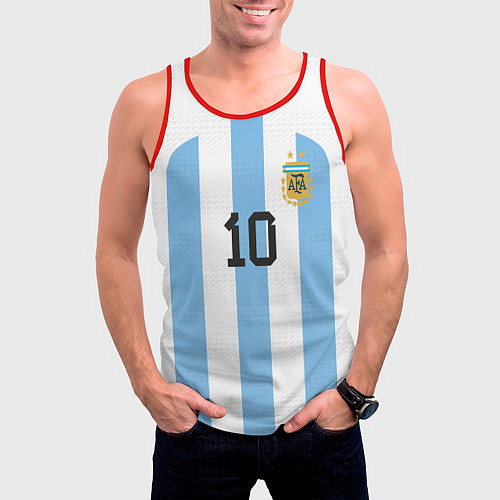 Мужская майка без рукавов Марадона форма сборной Аргентины / 3D-Красный – фото 3