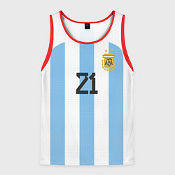 Майка-безрукавка мужская Дибала форма сборной Аргентины домашняя, цвет: 3D-красный