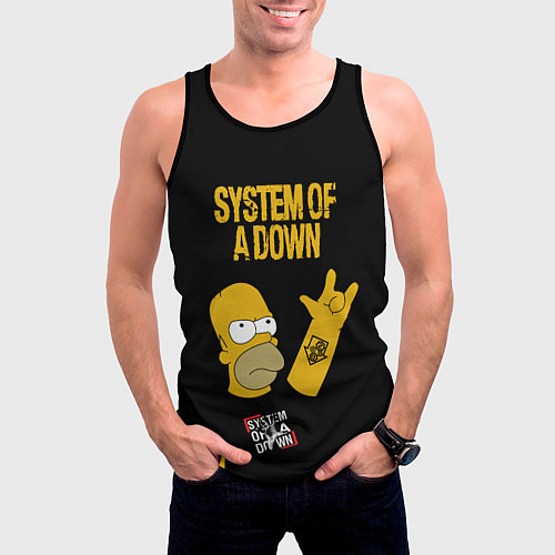 Мужская майка без рукавов System of a Down Гомер Симпсон рокер / 3D-Черный – фото 3