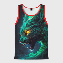 Майка-безрукавка мужская Звездный зеленый кот, цвет: 3D-красный