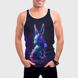 Майка-безрукавка мужская Космический звёздный кролик, цвет: 3D-белый — фото 2
