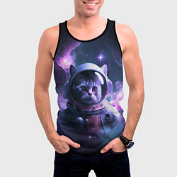 Майка-безрукавка мужская Котик космонавт, цвет: 3D-черный — фото 2