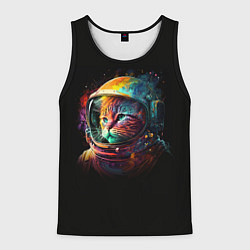 Майка-безрукавка мужская Кот в скафандре - космонавт, цвет: 3D-черный