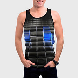 Майка-безрукавка мужская Хромированные кубы абстракция, цвет: 3D-черный — фото 2