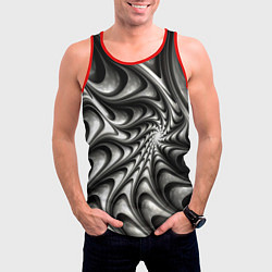 Майка-безрукавка мужская Abstract fractal grey, цвет: 3D-красный — фото 2
