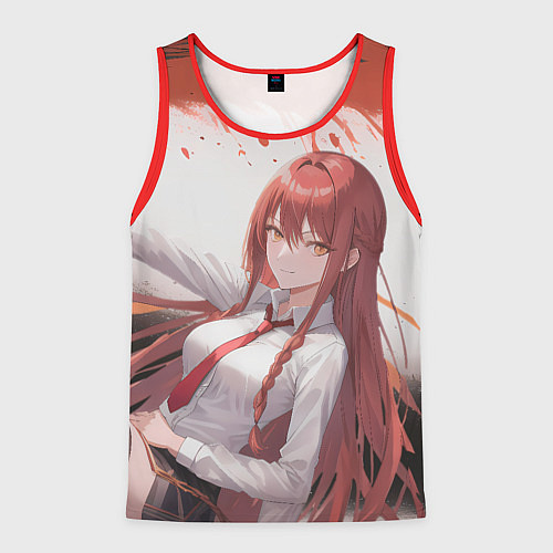 Мужская майка без рукавов Макима: Человек бензопила - Аниме / 3D-Красный – фото 1